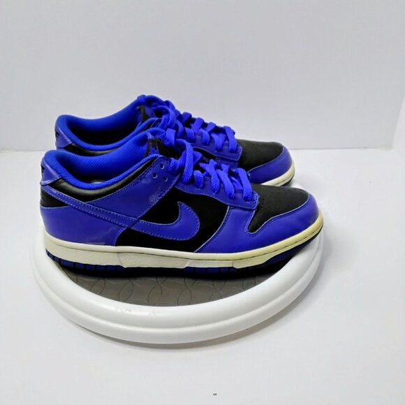 Nike Youth Dunk Low Black/Blue Sneakers Size 6.5Y EU 39 Leather/Mesh Casual Shoe - Picture 3 of 7